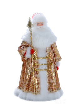 Кукла фарфоровая Дед Мороз в боярской шубе из парчи