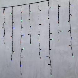 Светодиодная бахрома с колпачком 3,2*0,9 м., 168 разноцветных LED ламп, каучуковый черный провод, LTC (LL168-1-2M)