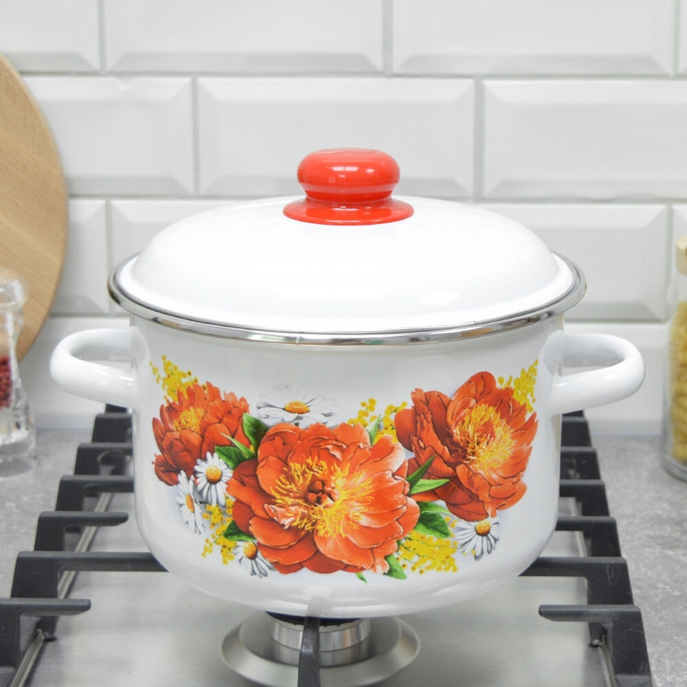 Кастрюля 4л "Пионы"