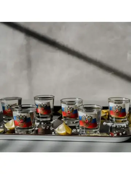 Набор рюмок стеклянных "Россия" 6 шт 50 мл
