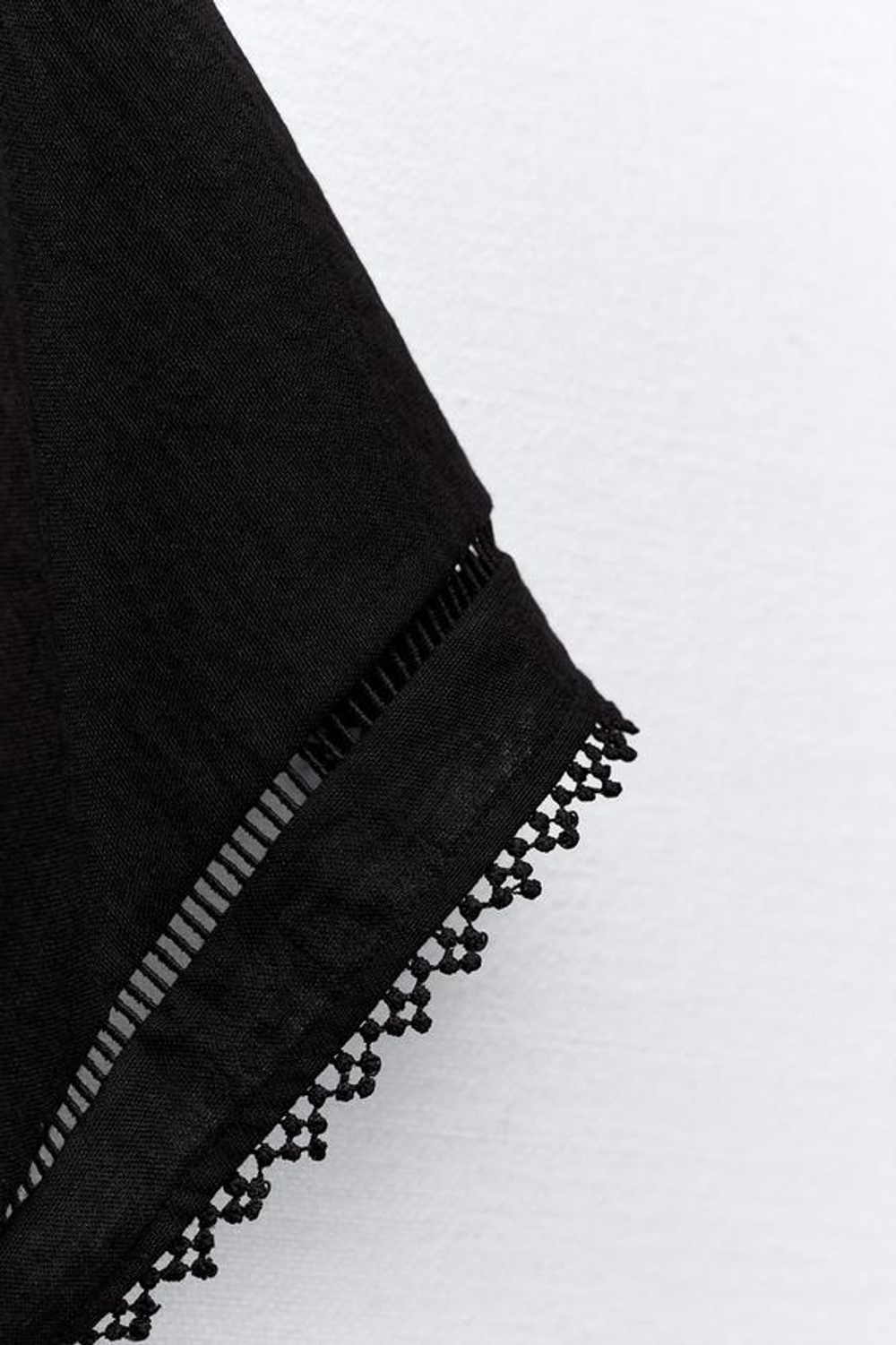 ZARA ТОП КИМОНО С КРУЖЕВОМ, ЧЕРНЫЙ