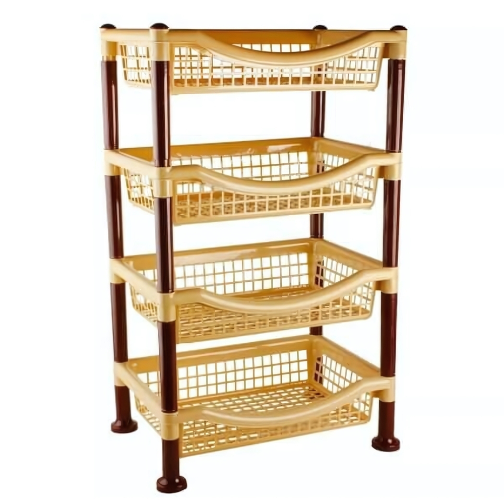 Полка для овощей "Хозяюшка" 4х ярусная, бежевый / темно-коричневый, РП-611