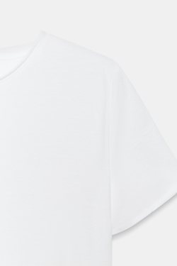 ZARA ФУТБОЛКА С КОРОТКИМИ РУКАВАМИ И ЭФФЕКТОМ ПОТЕРТОСТИ, БЕЛЫЙ