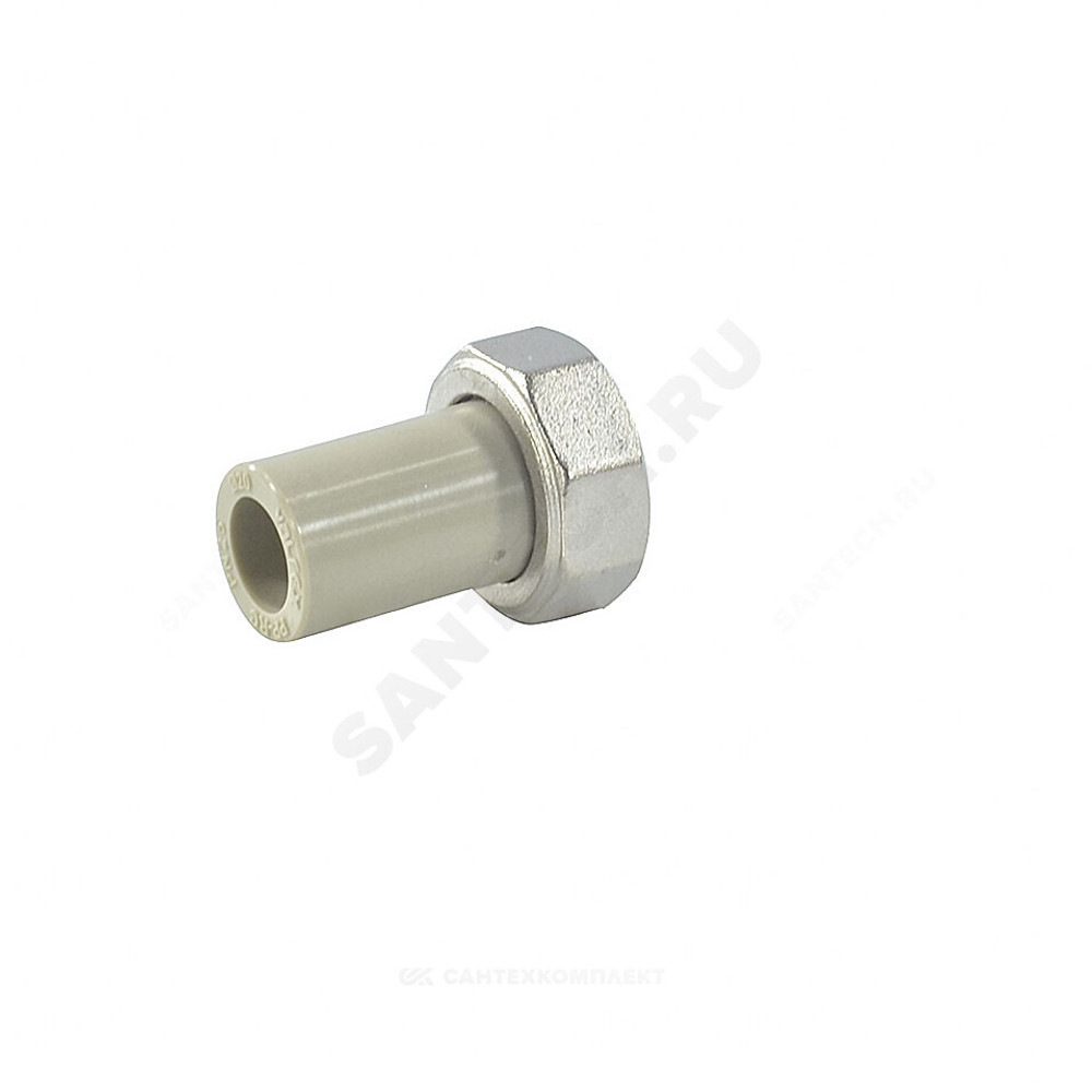 Штуцер PP-R комбинированный серый Дн 20х3/4" с накидной гайкой VALFEX 10136020Г