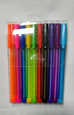 Ручки шариковые масляные, Набор 10 цветов, узел 1 мм