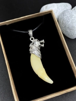 Кулон оберег амулет Настоящий Волчий Клык Зуб Волка талисман