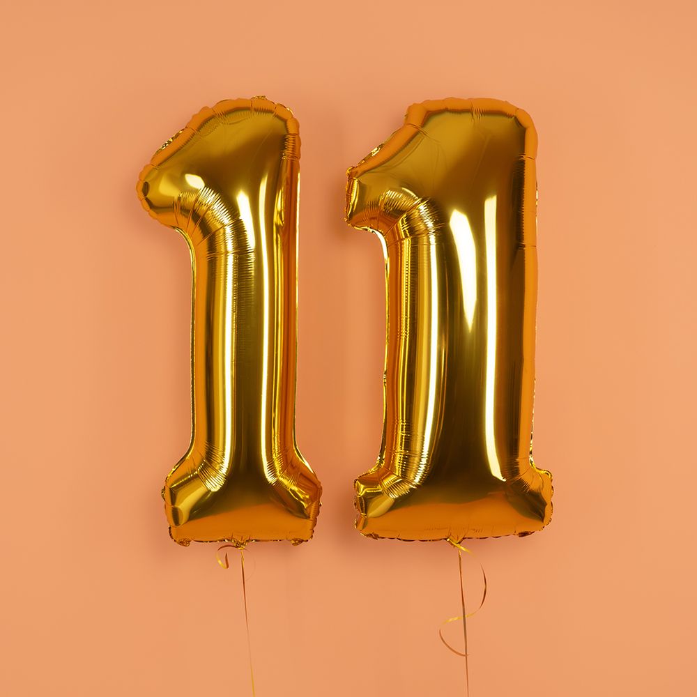 Шар (40''/102 см) Цифра, 1 Slim, Золото, 1 шт.