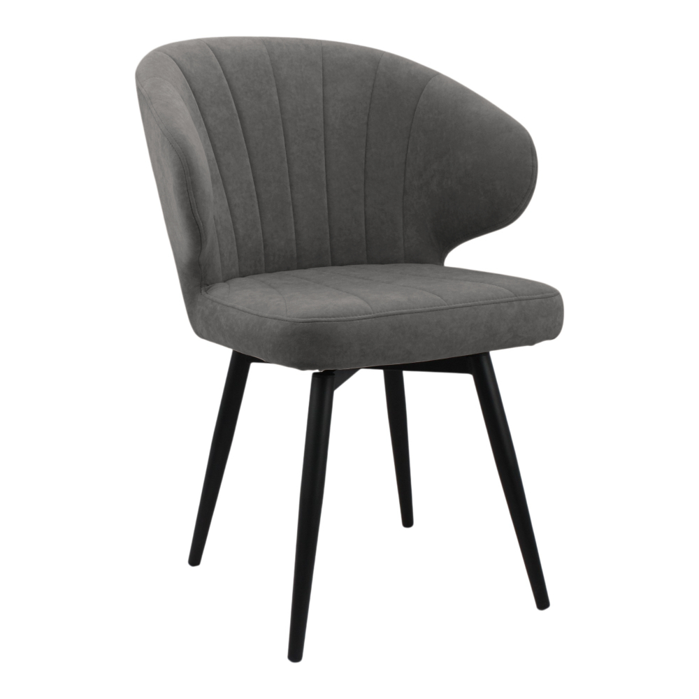 Стул поворотный "Милтон 360" (арт. 357П), велюр Бренди В28 антрацит, ножка круглая черная