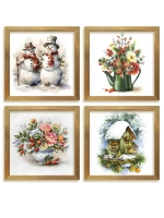 Картины на стену интерьерные на холсте 4 шт, 23*23 см