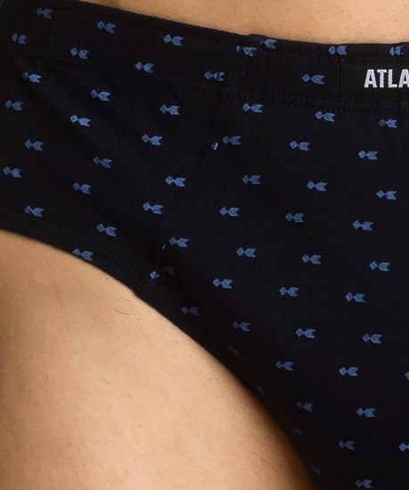 Мужские трусы (3шт) слипы классика Atlantic 3MP-126, темно-синие + темно-голубые + серый меланж