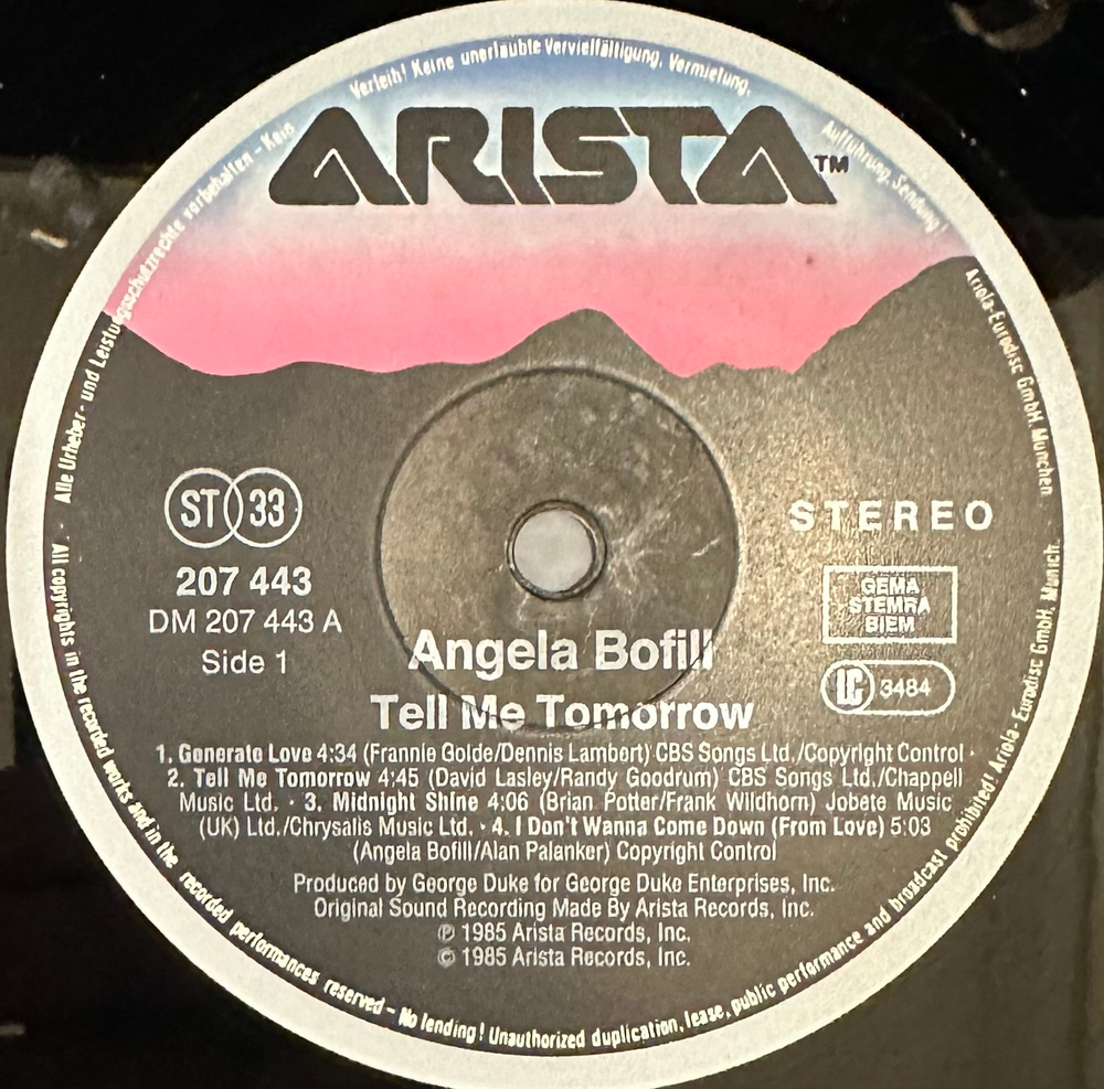 Angela Bofill - Tell Me Tomorrow (Германия 1985г.) В