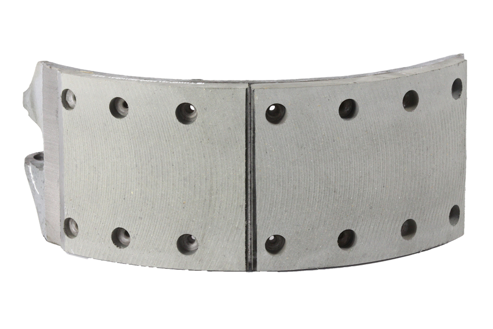 Колодка барабанного тормоза а/м КАМАЗ 53229, 65115 ЛИТАЯ ОРИГИНАЛ (каркас конвейер, накладка; длинная + короткая ТИИР/ Накладка с повышенными эксплуат. характ.) (1шт.) ЗМД