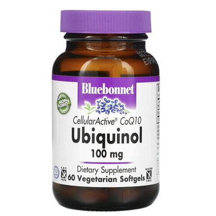 Коэнзим Q10 Bluebonnet Nutrition, CellularActive CoQ10, Ubiquinol, 100 мг, 60 вегетарианских капсул