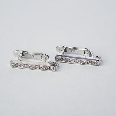 Ювелирные швензы, английский замок, родий, фианиты, люкс фурнитура