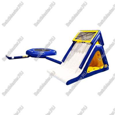 Коммерческий мини-аквапарк на воде «Батут-черепаха и горка-акула» 9×5,5×3 м