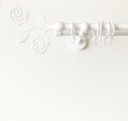 Карниз кованый "Роза Ост" d16/16 мм двухрядный, цвет белый