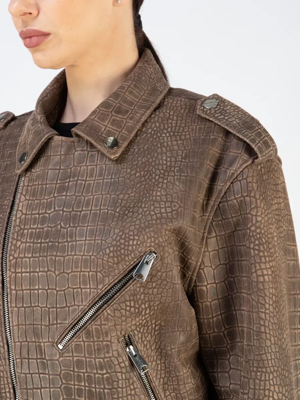 Куртка кожаная натуральная косуха оверсайз