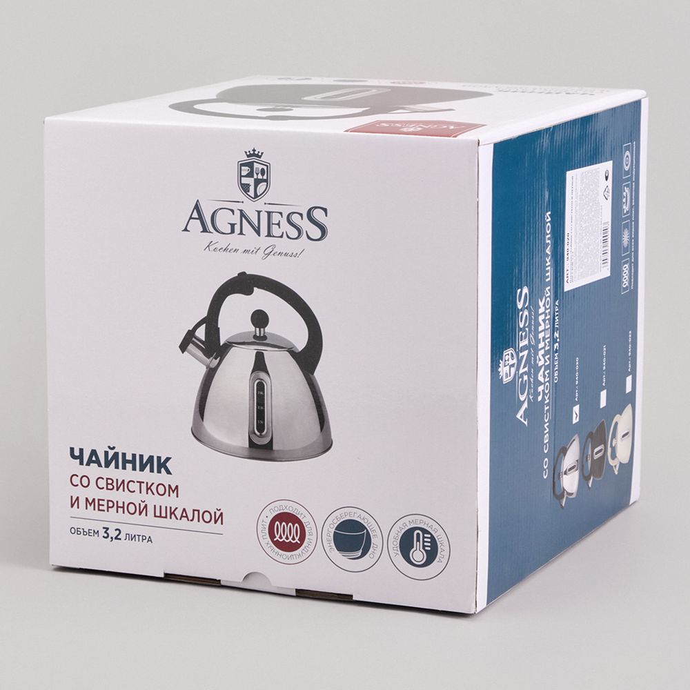 ЧАЙНИК СО СВИСТКОМ И МЕРНОЙ ШКАЛОЙ, 3,2Л