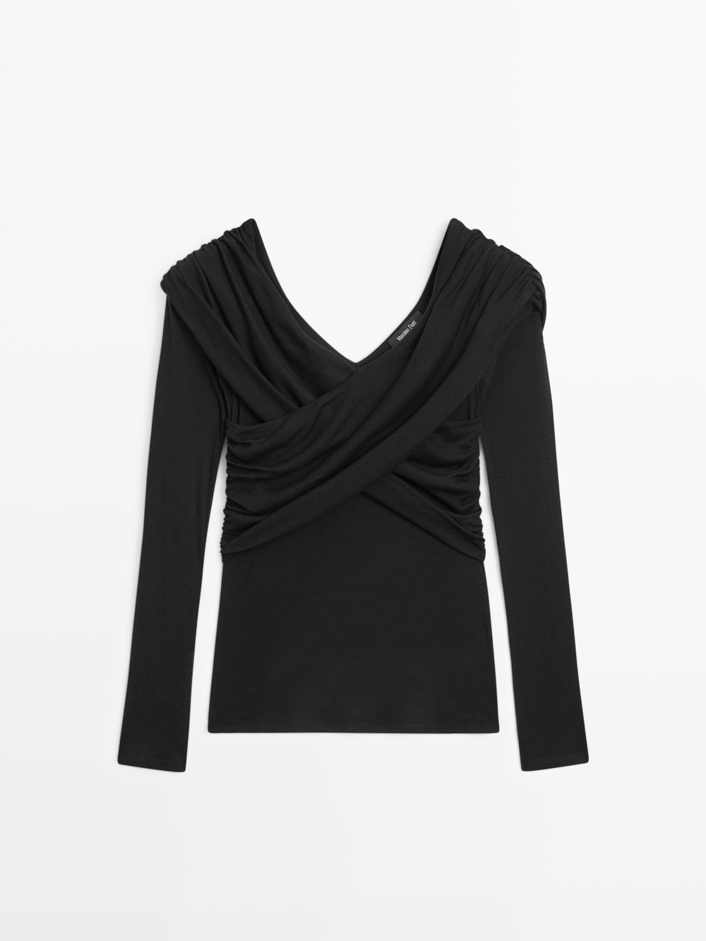 Massimo Dutti Топ с открытыми плечами, черный