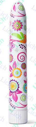 Нарядный вибромассажер с цветочным рисунком по всей длине,15.2 см