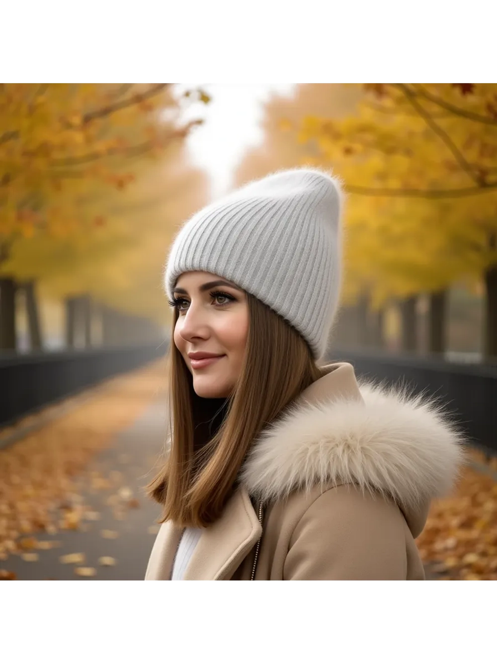 шапка ангора зимняя пушистая вязаная модная