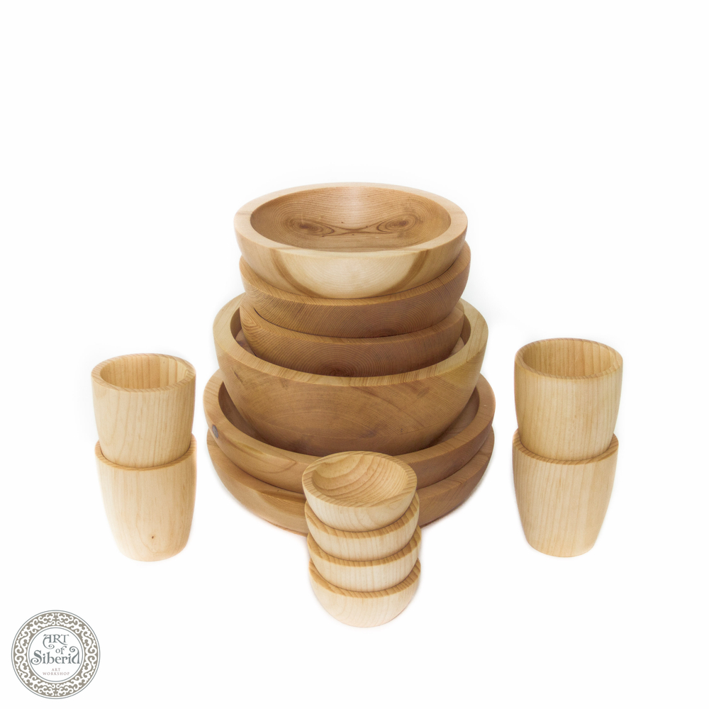 Семейный набор деревянной посуды Art of Siberia из древесины сибирского кедра TN25