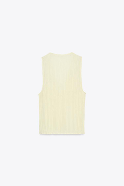 ZARA ТОП ИЗ ПОЛУПРОЗРАЧНОЙ ТКАНИ С ВОЛАНАМИ, СВЕТЛО-ЖЕЛТЫЙ