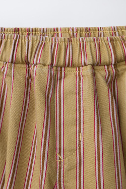 ZARA БРЮКИ BAGGY В ПОЛОСКУ, ГОРЧИЧНЫЙ