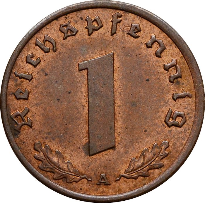 1 рейхспфенниг 1939 Германия (Третий рейх) "A"