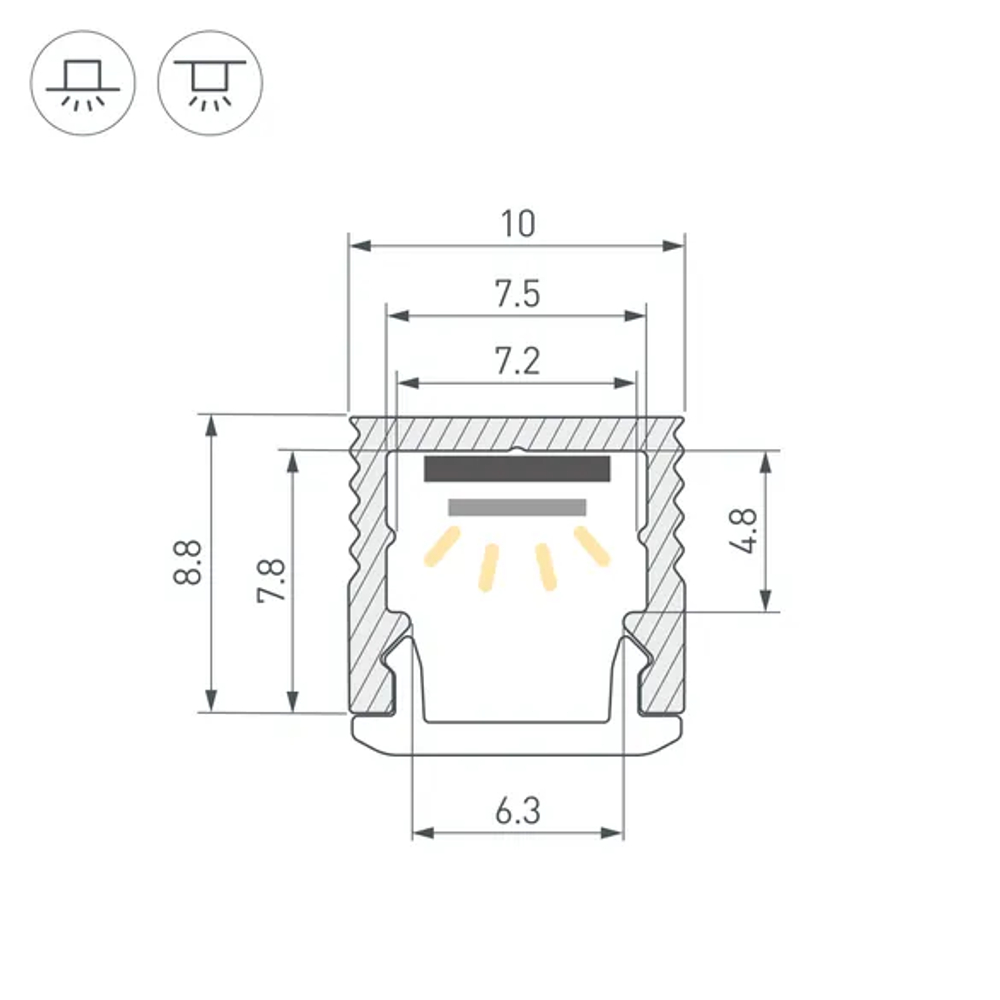 Профиль SL-MINI-10-3000 ANOD (Arlight, Алюминий) 064305