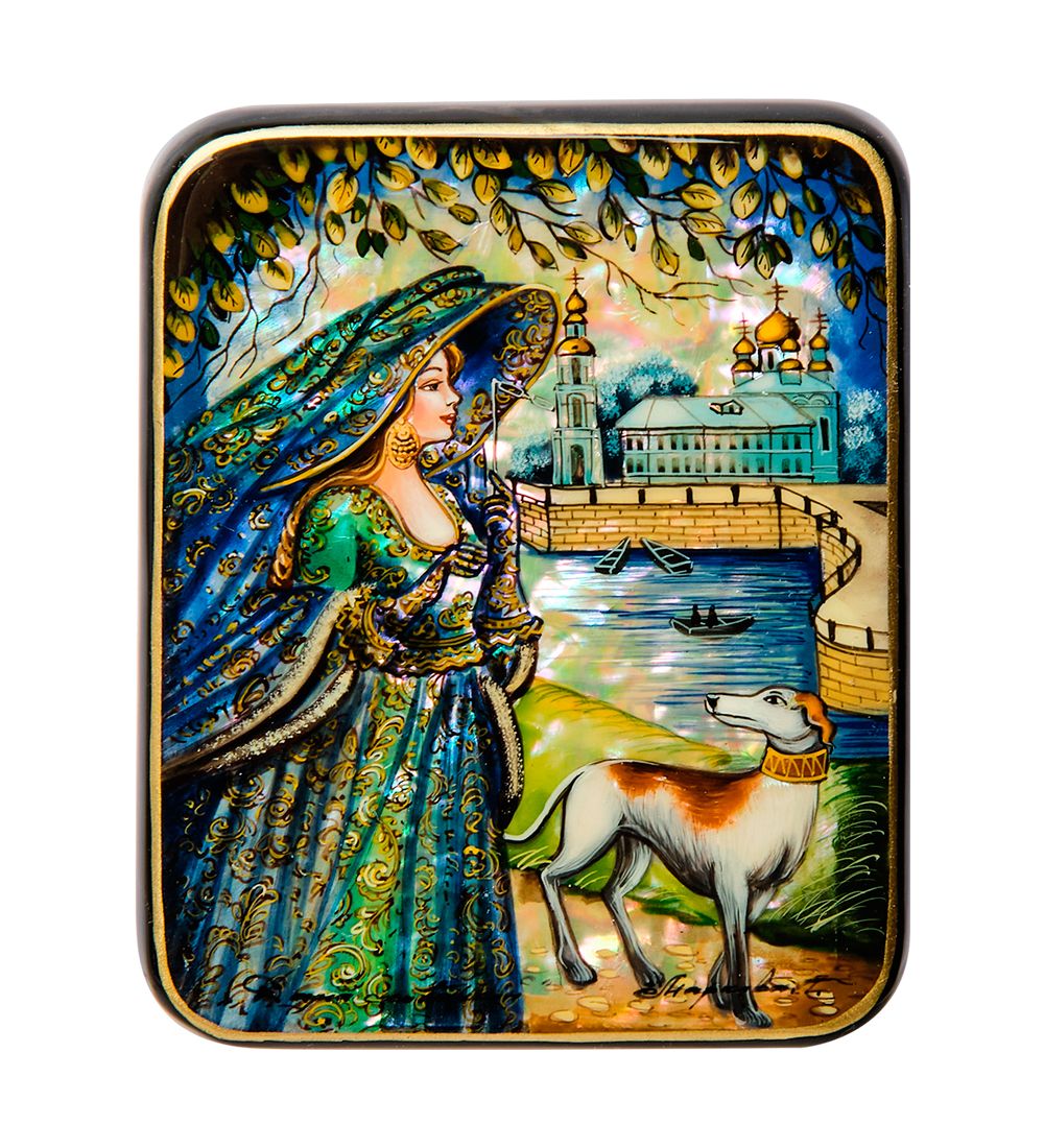 Народные промыслы ШК-55/184 Шкатулка «Дама с собакой» исп. Маркова