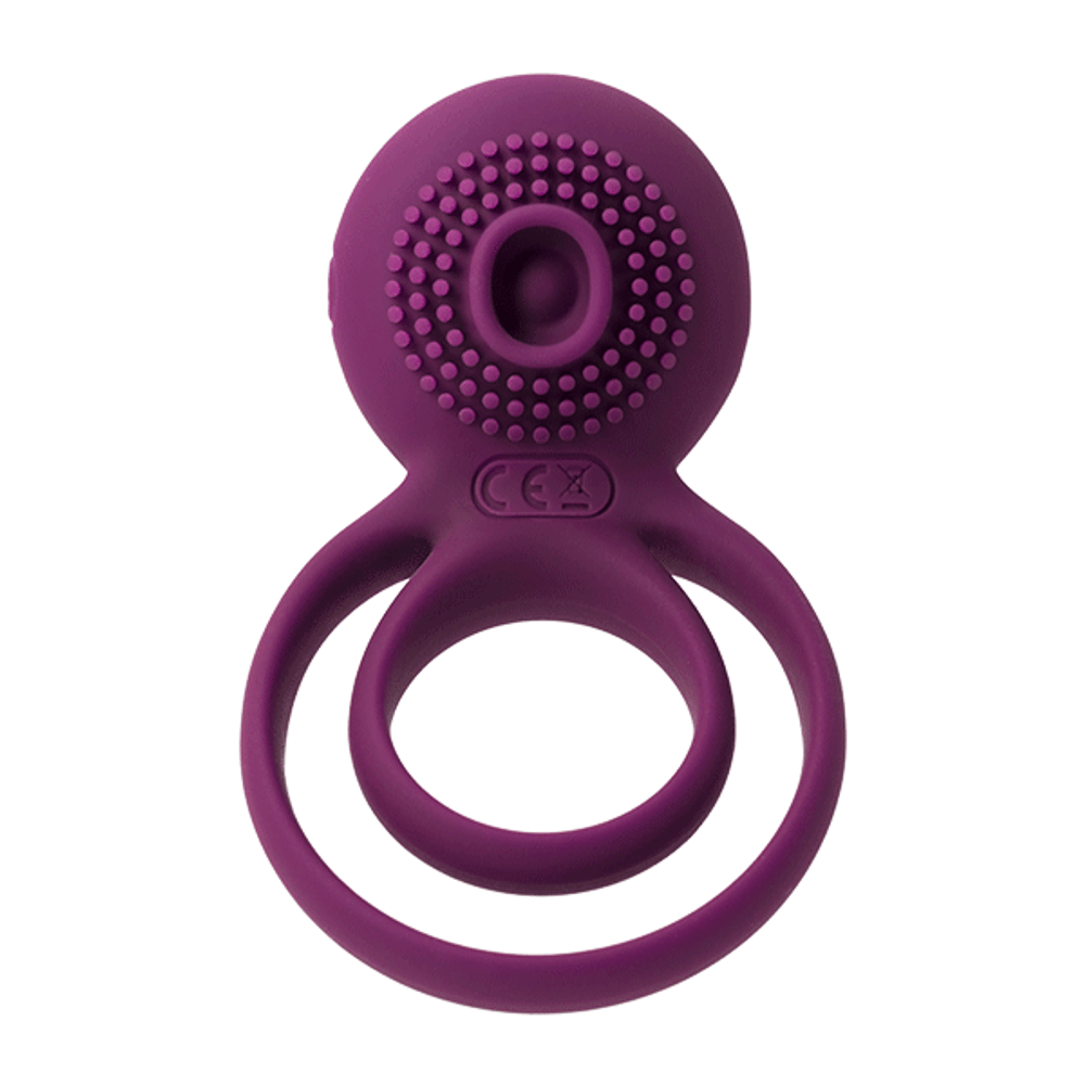 Фиолетовое эрекционное виброкольцо с подхватом мошонки Svakom Tammy Vibrating Double Cock Ring S38