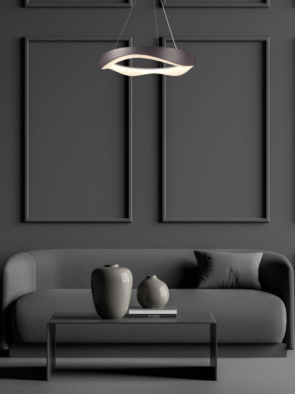 Люстра подвесная светодиодная Lanbos Melty, 120 Вт LED, до 25 кв м, черная