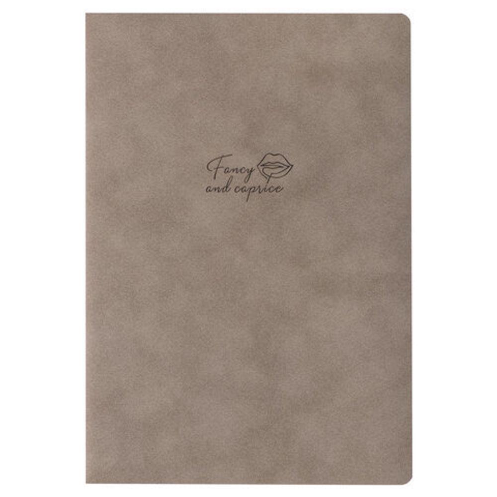 Тетрадь 48 л. в клетку обложка кожзам под замшу, сшивка, A5 (147х210мм), СЕРЫЙ, BRAUBERG CAPRISE, 403859