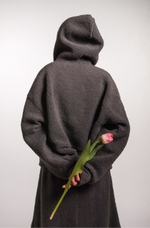 Худи на молнии укороченная из плюшевой ткани, графит