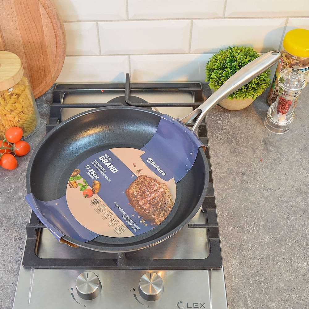 Сковорода 26см "Grand", нерж, покрытие Xylan, индукция, черная