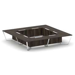 Steel Meet Стол переговорный квадратный MDK-PR.B.SP-20K2 Дуб Мали/Нержавеющая Сталь/Хром 4000*4000*7