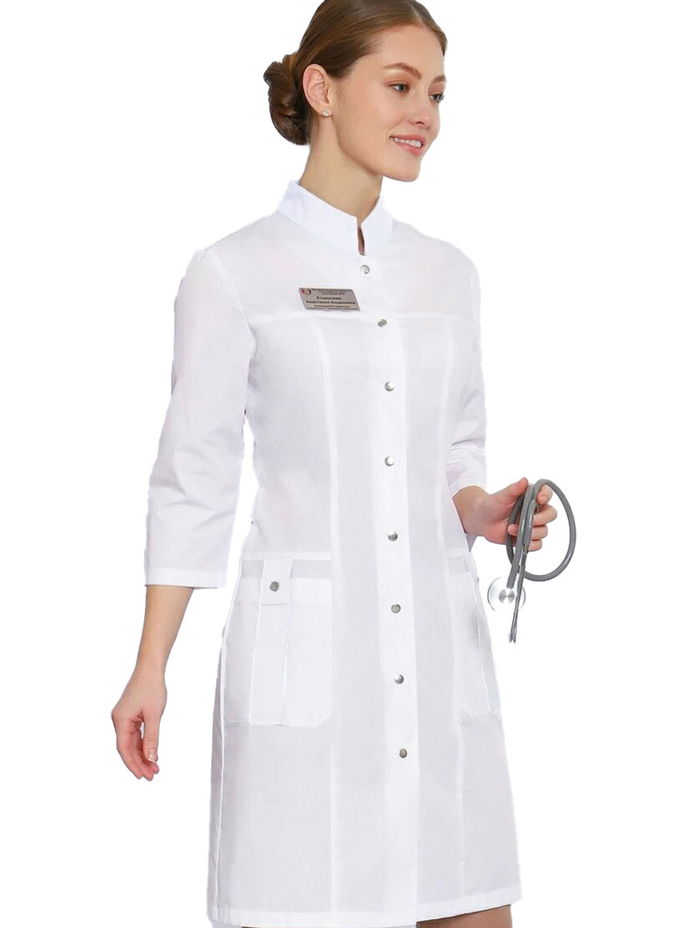 Халат медицинский женский Doctor Big 248 Ultra на кнопках, 3/4 рукав, белый, 44