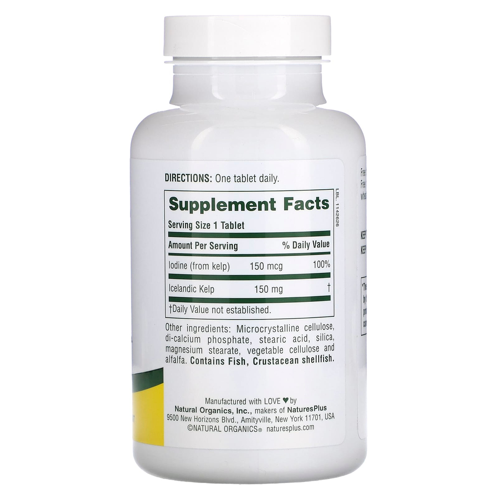 NaturesPlus, исландский келп, 300 таблеток (150 мг в каждой таблетке)