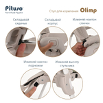 Стул для кормления PITUSO Olimp Milk White/Молочно-белый, ECO-кожа