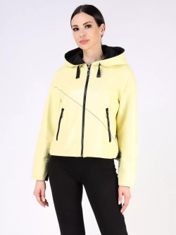 Кожаная куртка демисезонная с капюшоном