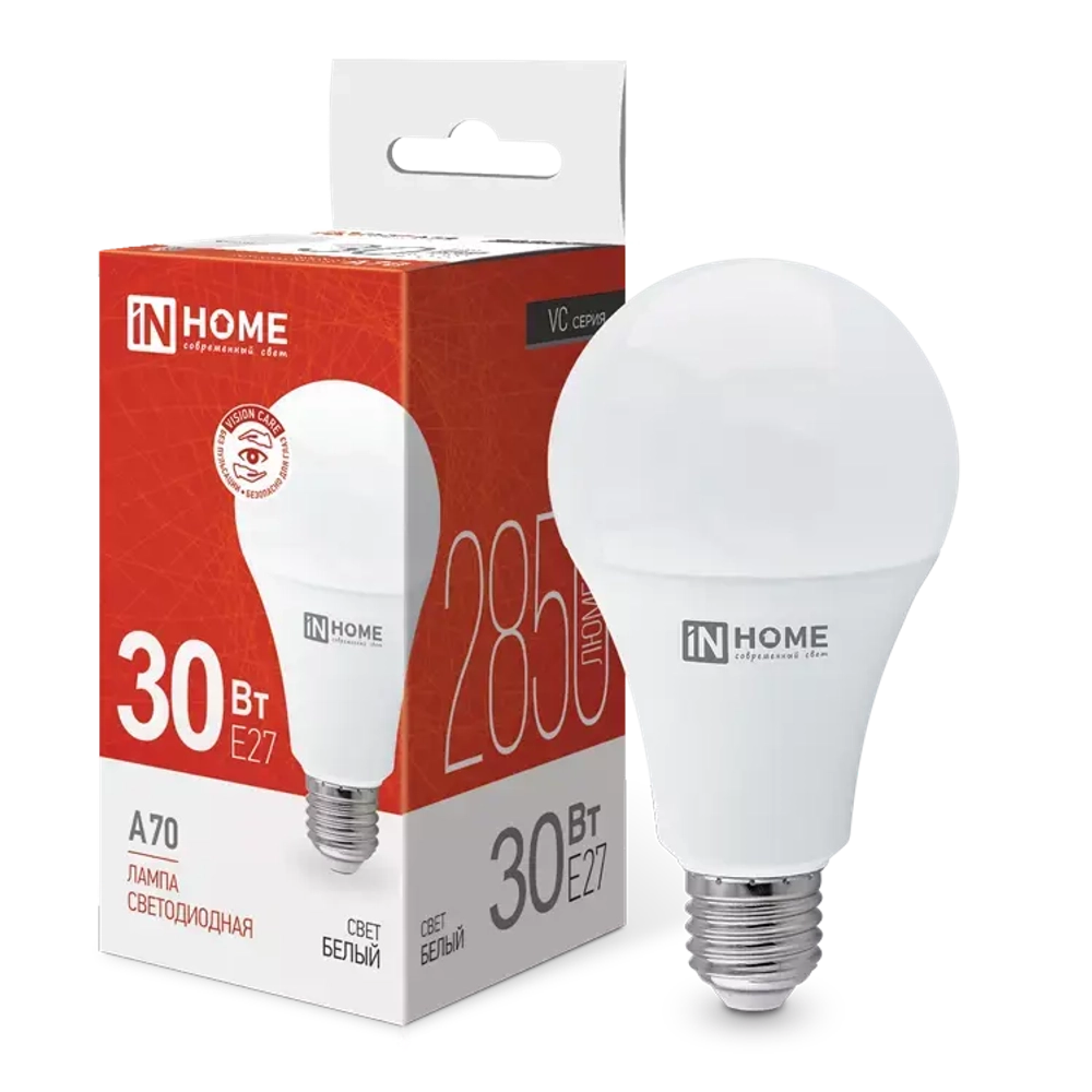 Лампа светодиодная LED-A70-VC 30Вт 230В Е27 4000К БЕЛЫЙ 2850Лм IN HOME