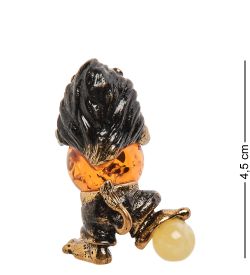 Народные промыслы AM- 409 Фигурка «Лев футболист» (латунь, янтарь)