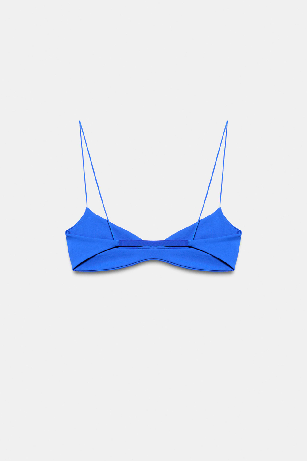 ZARA ТОП-БИКИНИ С ОТСТРОЧКОЙ, ЯРКО-СИНИЙ