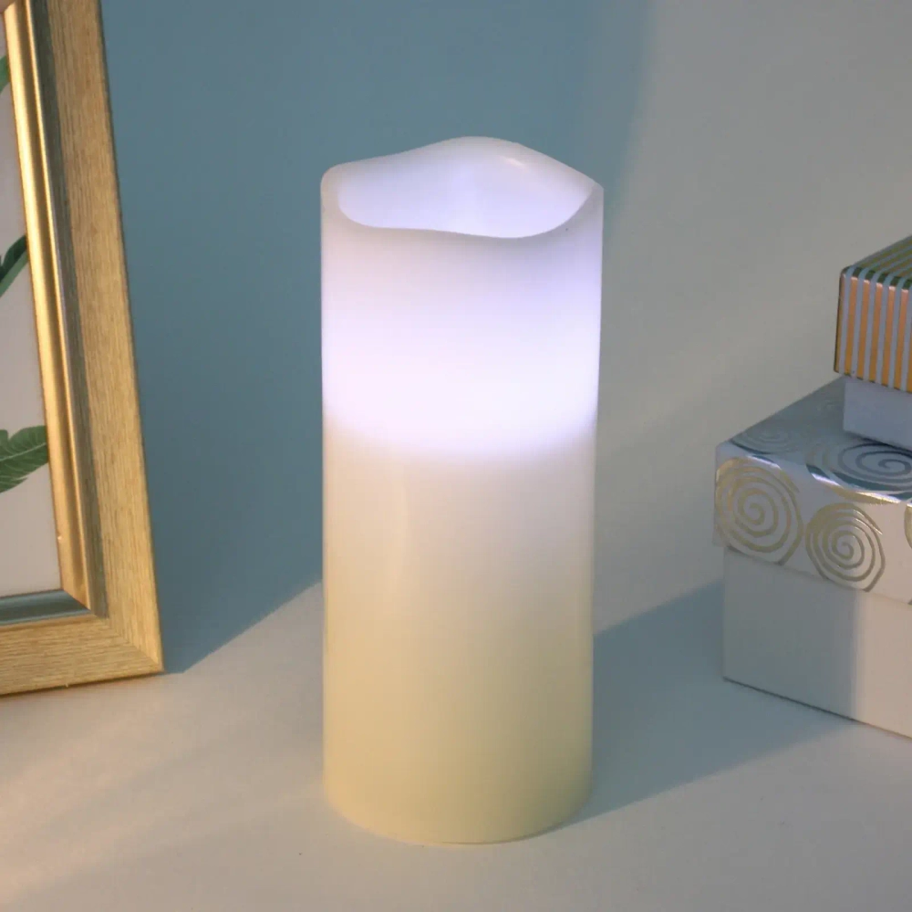 Сувенир с подсветкой «Свеча восковая - Звездная» 7,5*17,5 см - облита воском (работает от батареек 3 ААА)