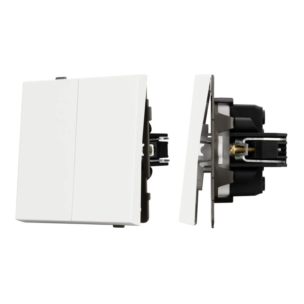 Механизм выключателя двухклавишный проходной SWT-TENDO-MKP2-SFPL-WH (230V, 10A) (Arlight, Матовый белый) 054556