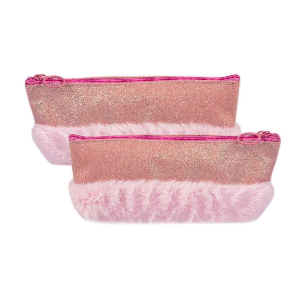Пенал - косметичка Alingar, ПВХ-мех, молния, блестящий, 210 х 80 х 45 мм, "Glamour shine", розовый