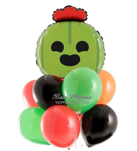 Букет шаров "Персонаж Спайк" Бравл Старс