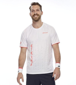 Мужская теннисная футболка Babolat Strike Crew Neck T-Shirt - white/strike red