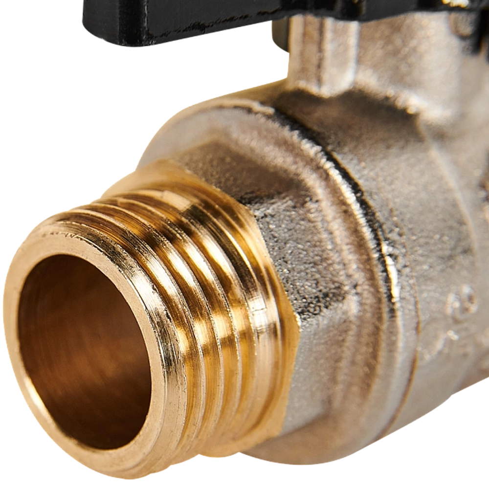 Кран шаровой полнопроходной STOUT - 1/2" (НР/ВР, PN40, Tmax 150°C, ручка-бабочка черная)